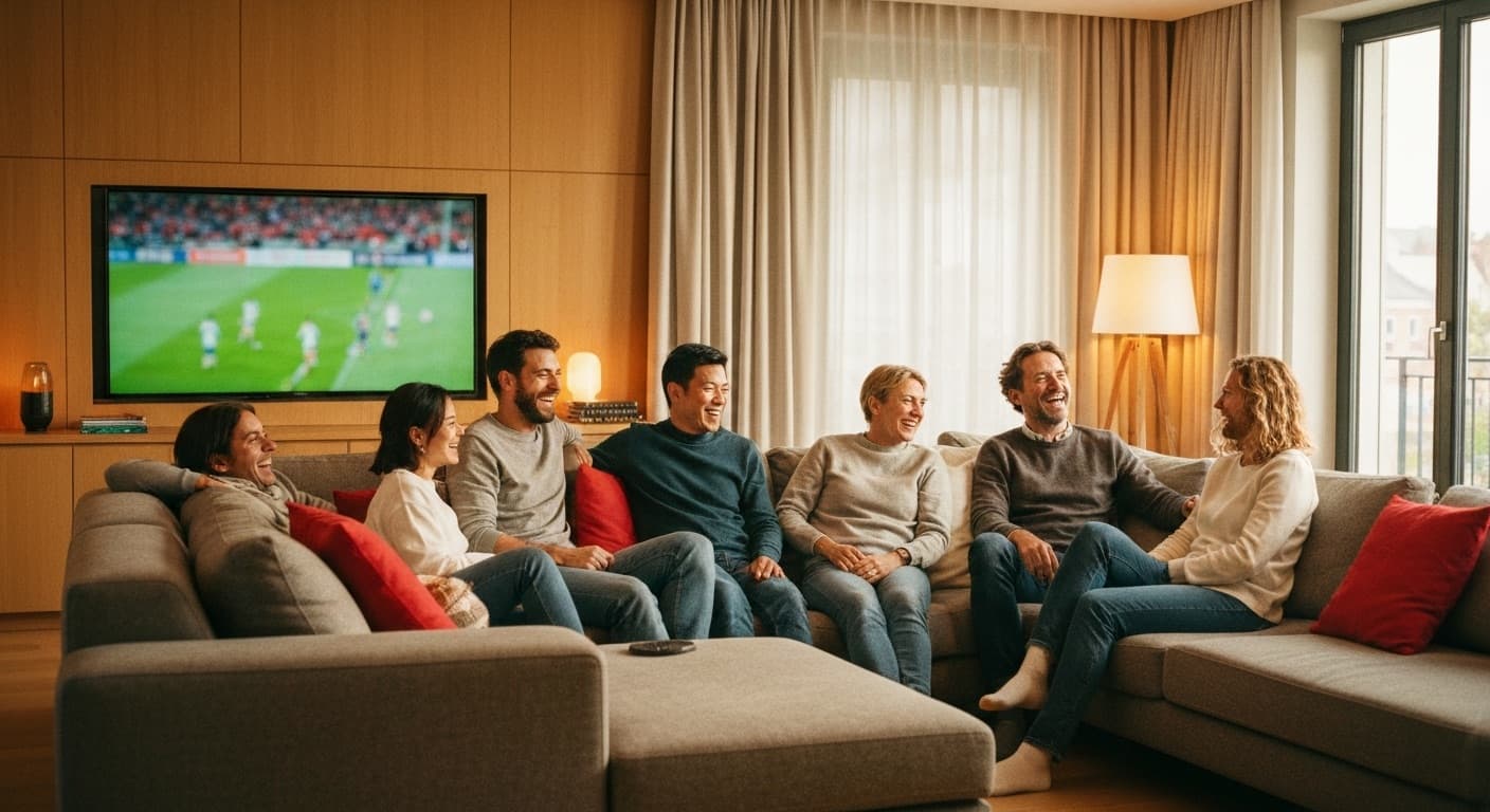 Friends watching football together