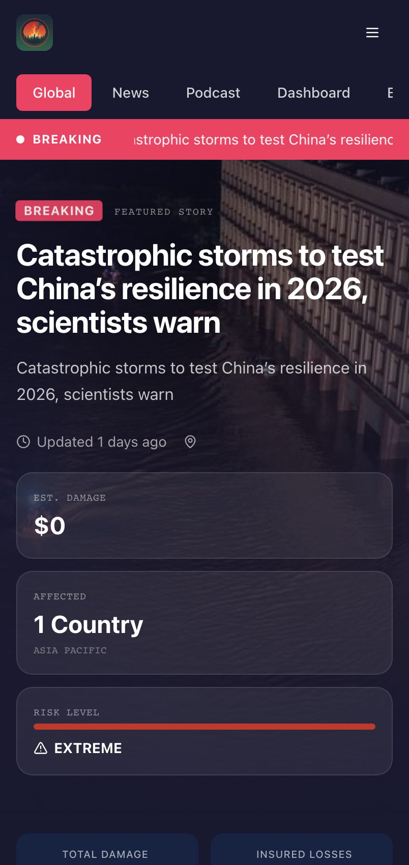 ClimateRisk Monitor on a phone