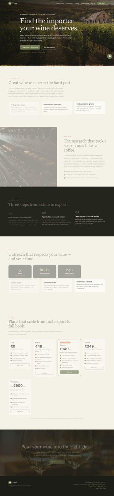 Vinea marketing landing page